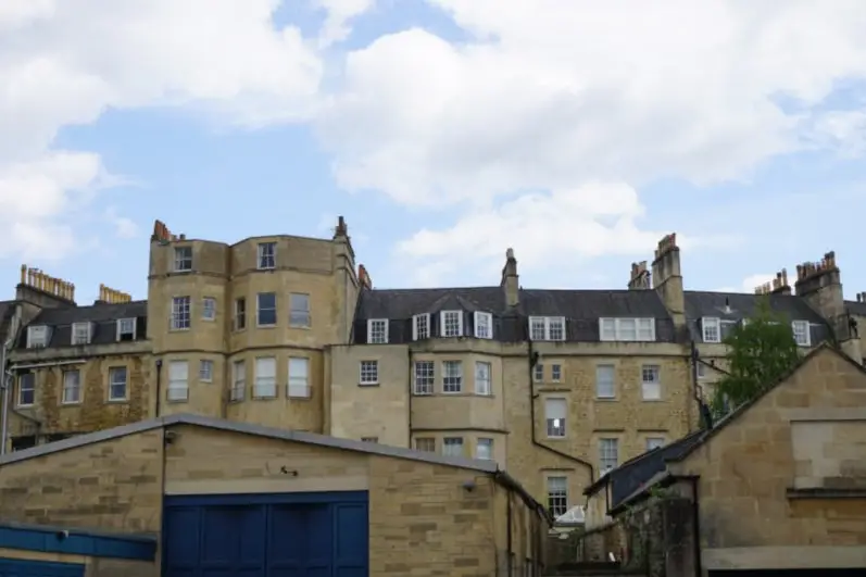 The mismatched architecture at the back of the Royal Crescent in Bath
