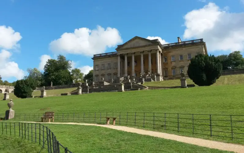 The imposing stately house of Prior Park mansion built with the famous Bath limestone and colonnades