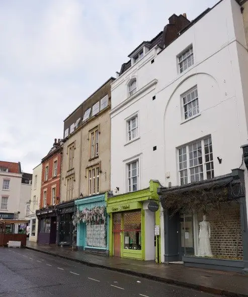 Shops along Princess Victoria Street in Clifton Village, Bristol