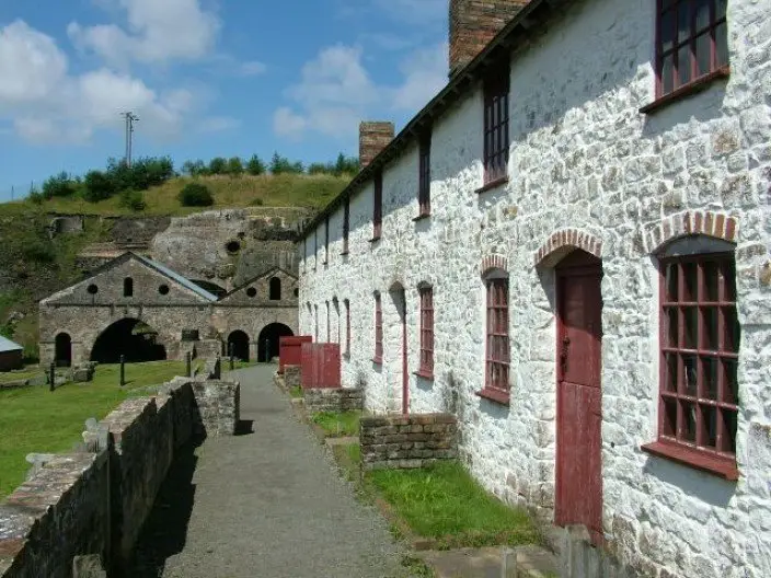 White painted stone cottage of Blaenavon mining village