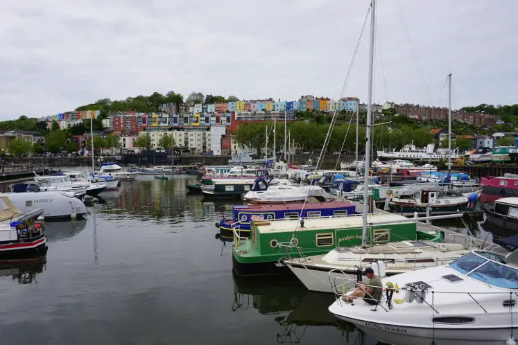 Best Bristol walk: Views of Hotwells colourful houses from Harbourside