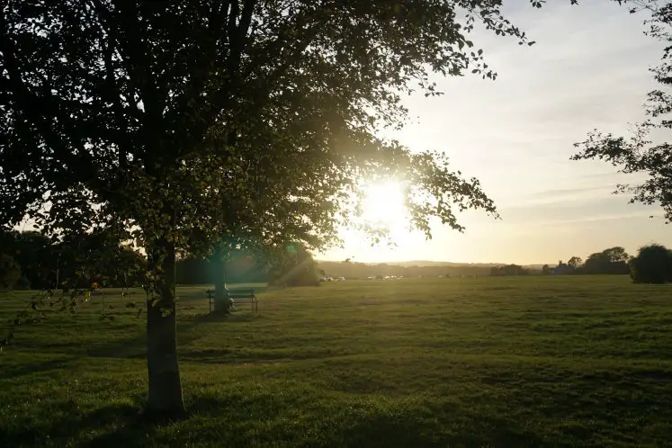 Best Bristol walk: Green space in The Downs with sun setting