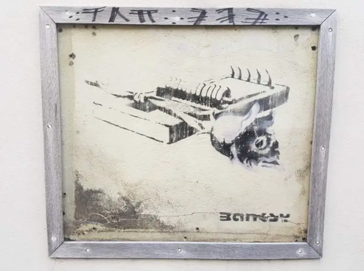 Banksy graffiti in Bristol Rose on a Mousetrap