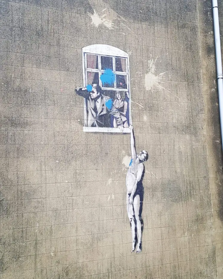 Banksy graffiti in Bristol Well Hung Love