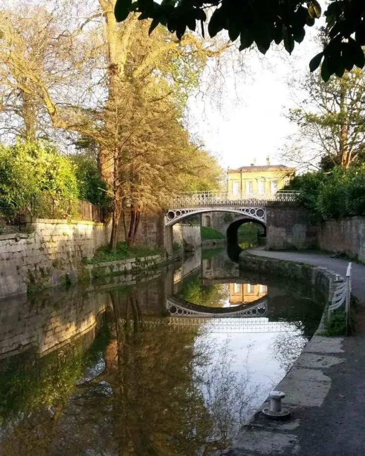 Peaceful Kennet & Avon Canal at Sydney Gardens in Bath