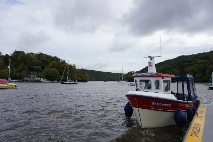 River passenger boat in Dittisham harbour, heading back to Dartmouth