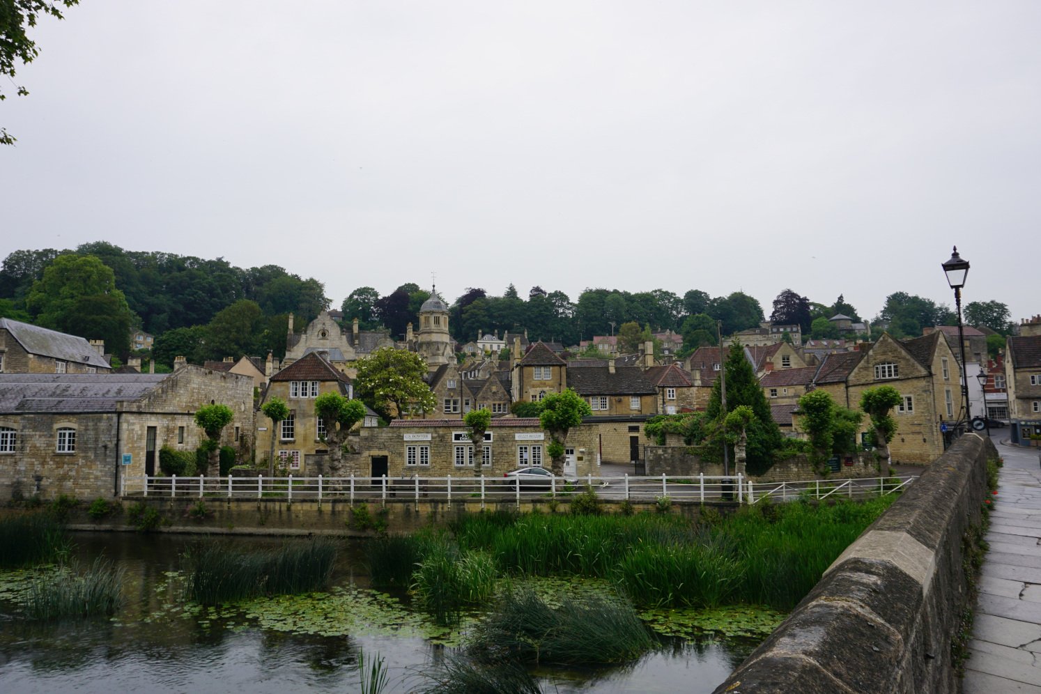 views of Bradford-on-Avon in Wiltshire from town bridge