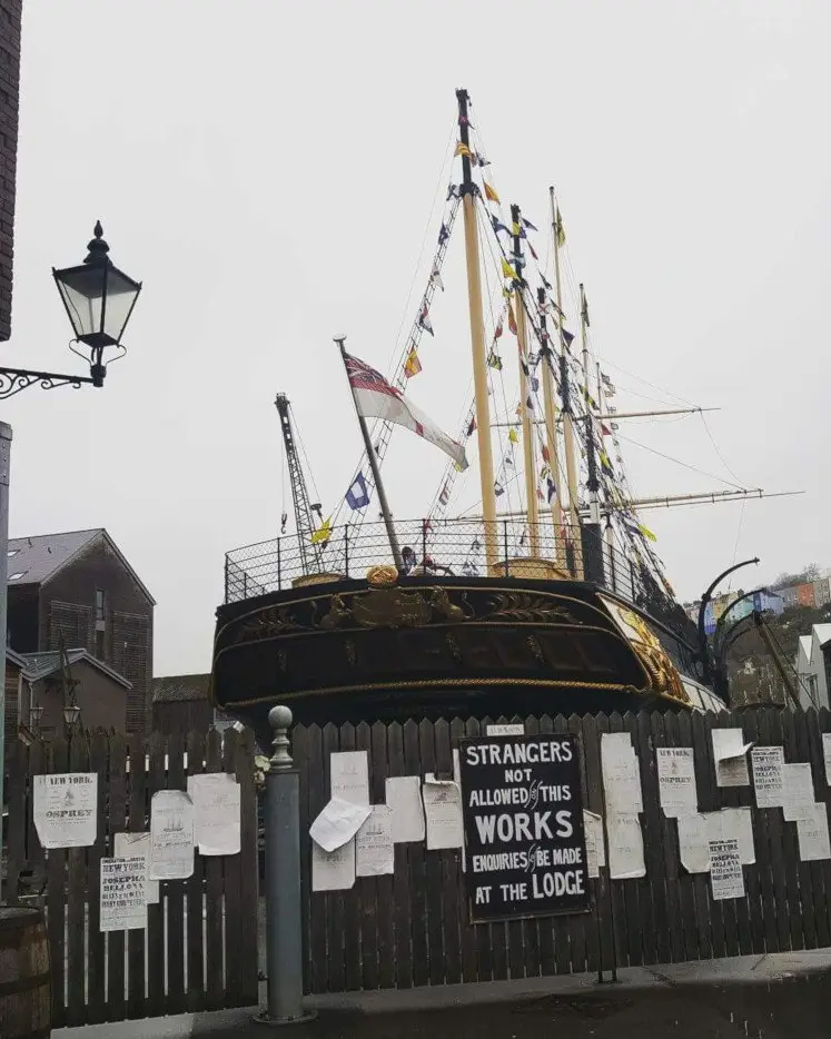 The decorated wharf of Bristol's SS Great Britain