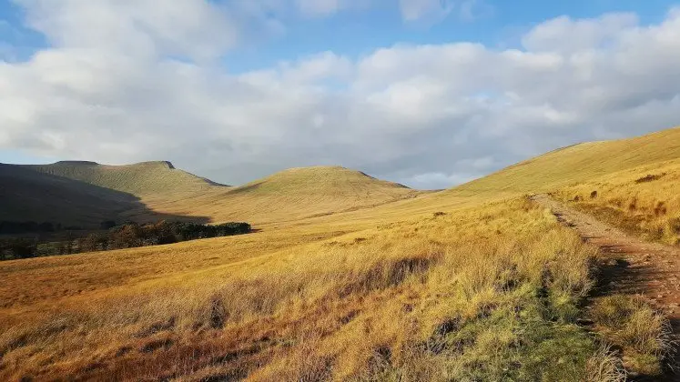 Peaks of Corn Du, Pen y Fan and Cribyn from the Neuadd Valley in the Brecon Beacons