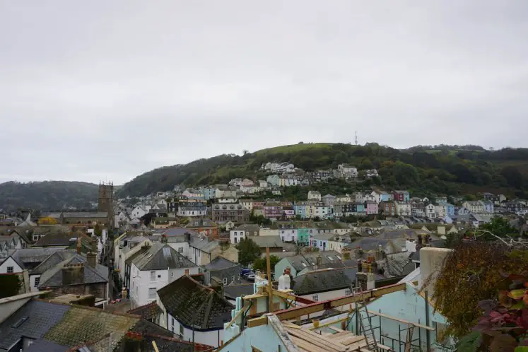 Colourful houses of Dartmouth set on lush Devon hills