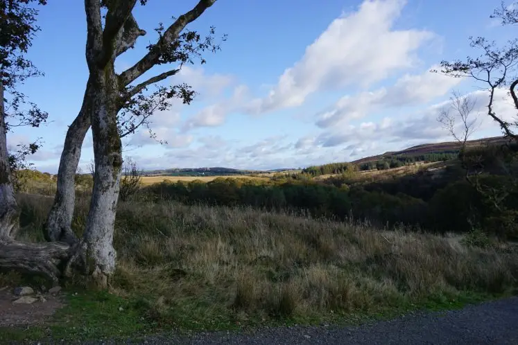 Country lane and lovely views of the Brecon Beacons on the Four Waterfall walk