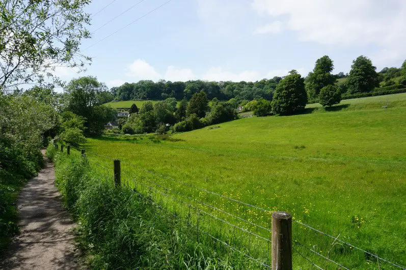 Country path of the Cotswold Way in Wotton-under-Edge