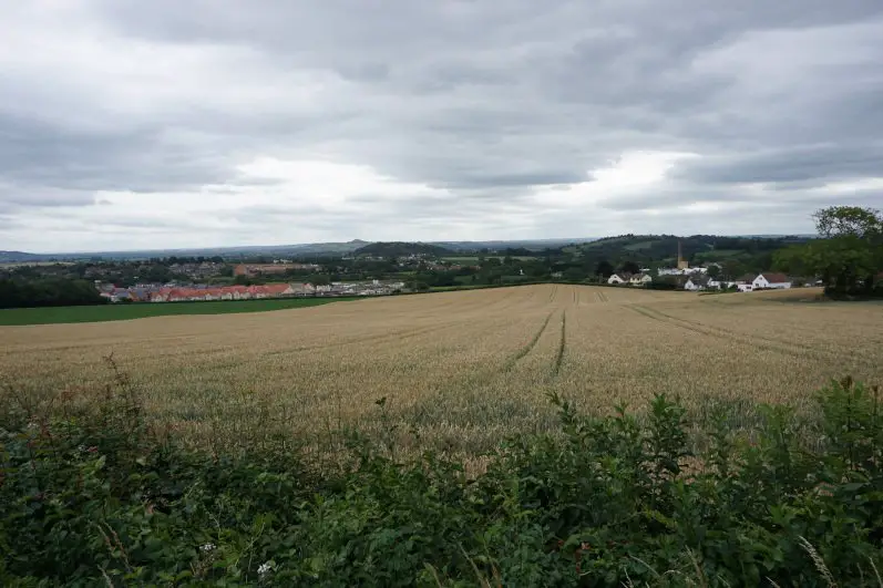 Views of the countryside and Glastonbury Tor from the outskirts of Wookey Hole