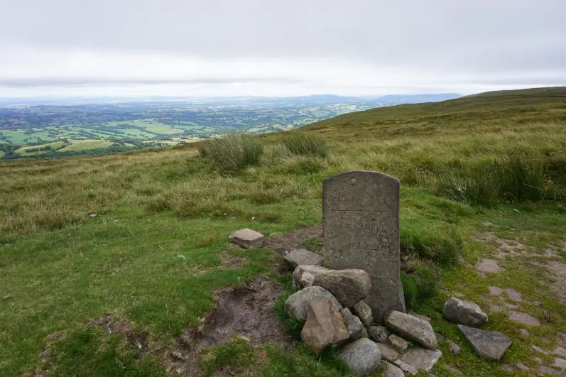 Stone pillar along Offa's Dyke path in the Brecon Beacons