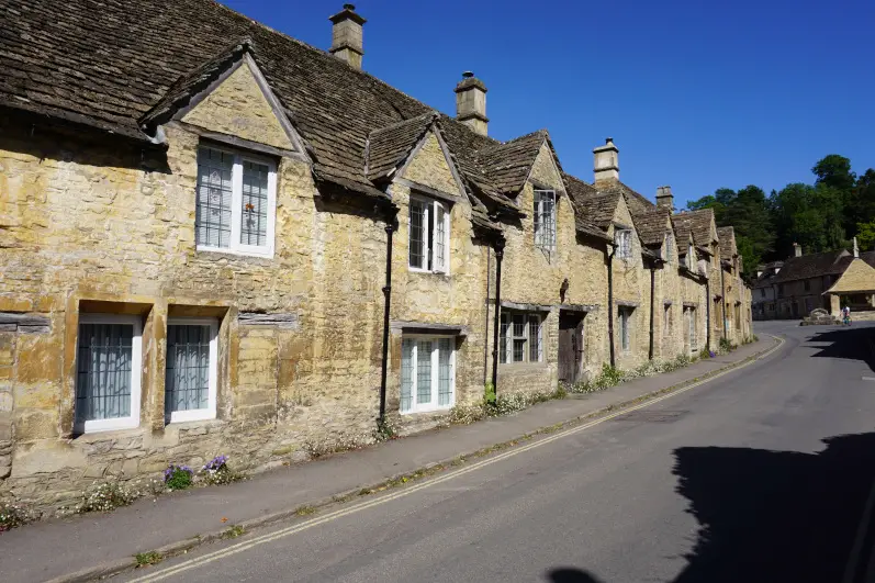 Typical row of quaint cottages in Castle Combe