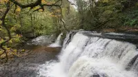 Sgwd Isaf Clun-Gwyn waterfall on the Four Waterfall Walk in the Brecon Beacons