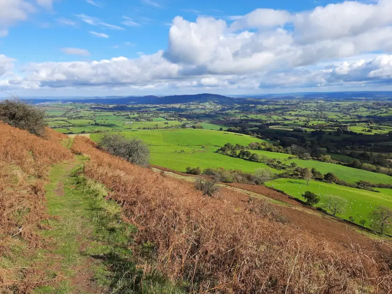 Walking up Skirrid Mountain and enjoying views of the Herefordshire countryside